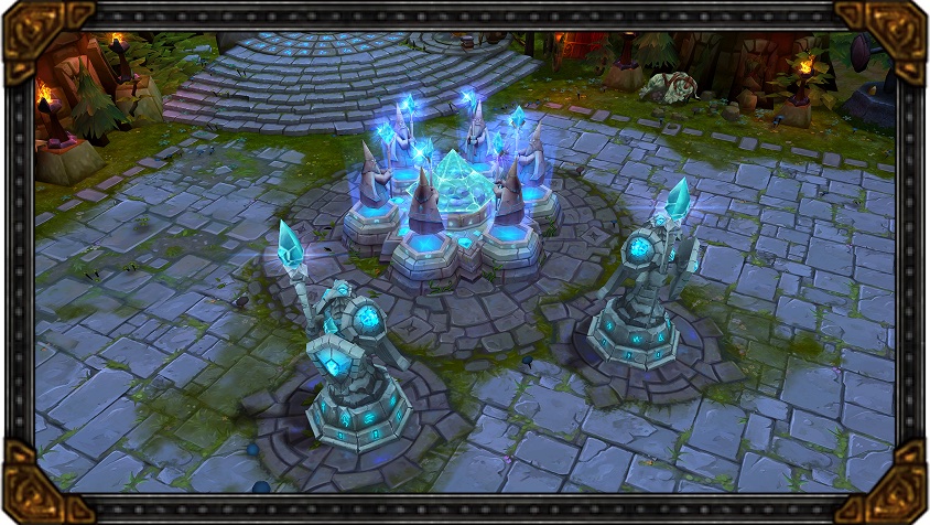 Official LoL Classic blue base, Nexus and turrets on old Summoner's Rift